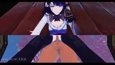 تشغيل Baal perplexed in a fence gets fucked by a man، ether fucks ayaka before of a fence، yae fucks a man